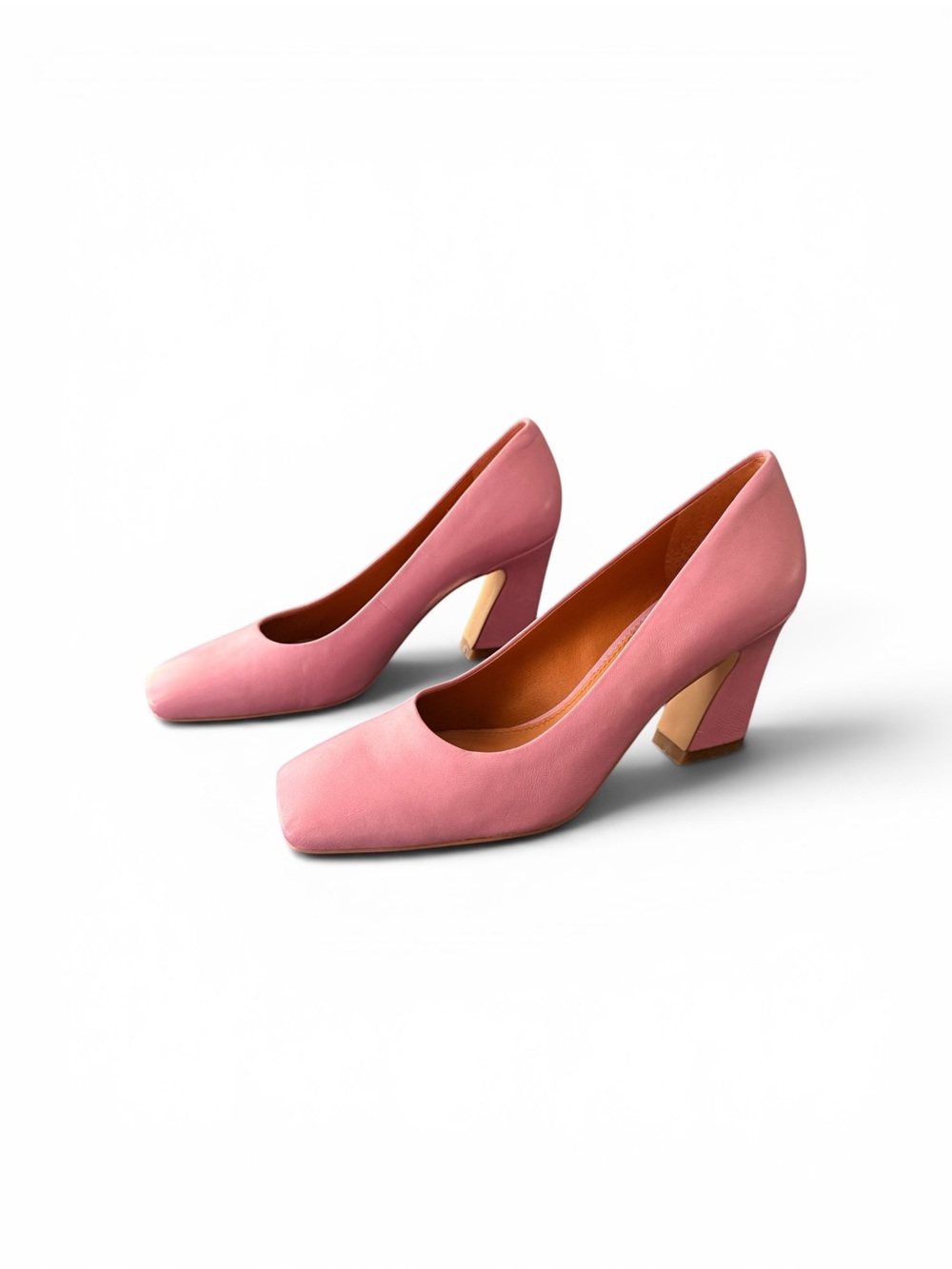 Franco Sarto Pink Block Leather Heel Pumps
